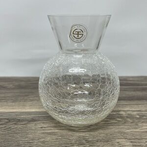 Shannon Crystal Godinger Crackle Glass Bud Vase Clear Vintage Decor